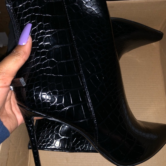 Steve Madden Valiant Heeled Bootie in Black Crocodile - Picture 3 of 5